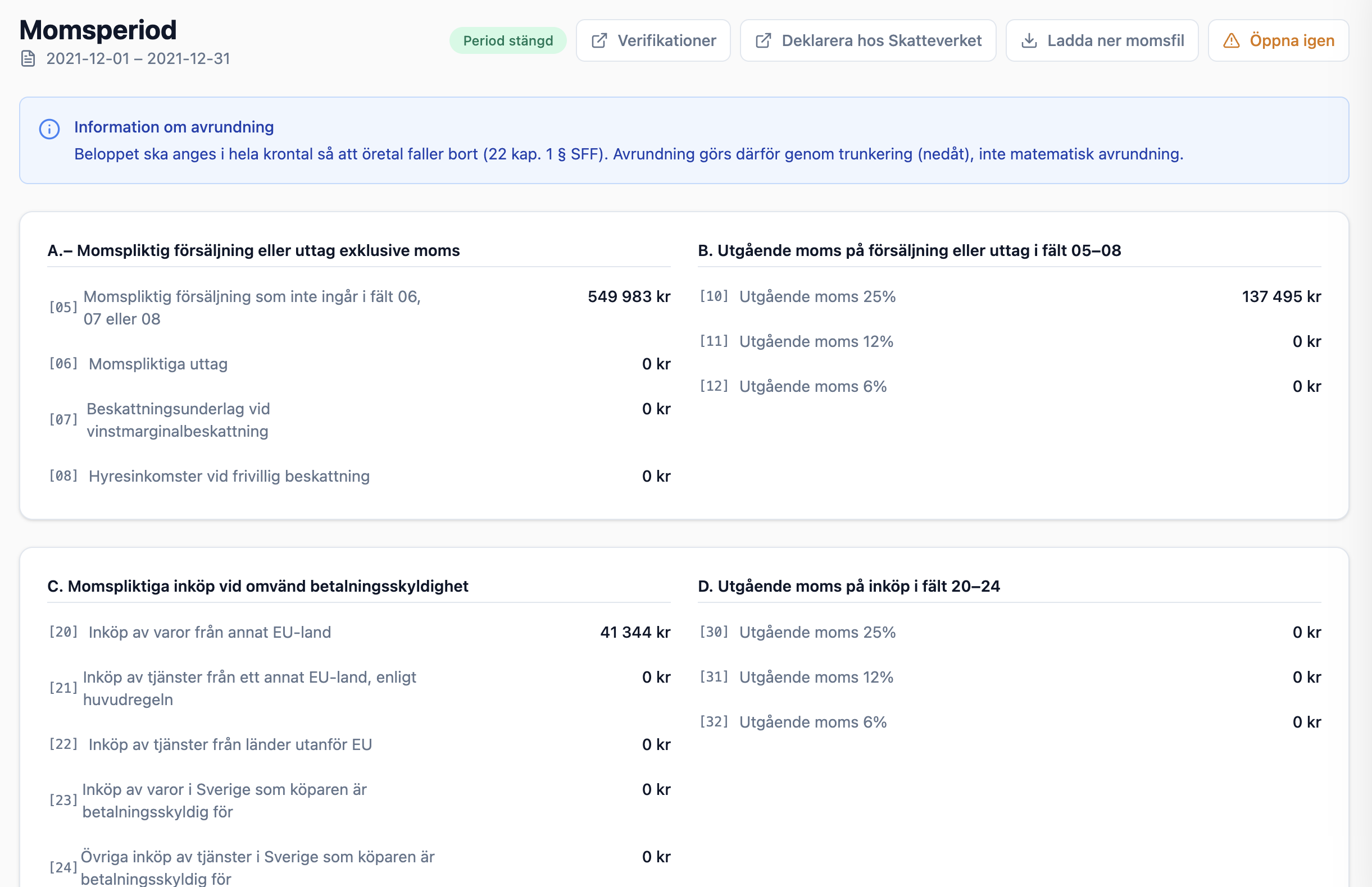 Qore1 gränssnitt för bokföring och avstämning